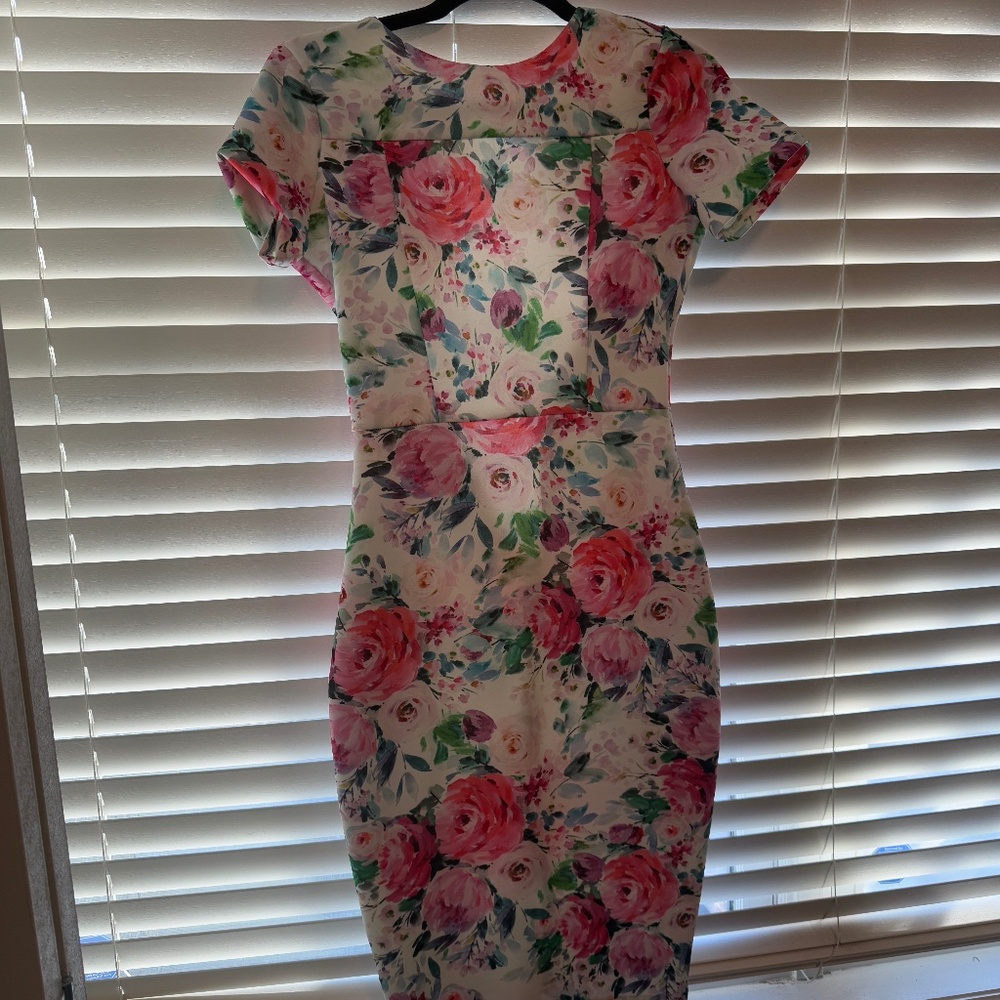 Alexia Admor Foral XS Fitted Midi Dress